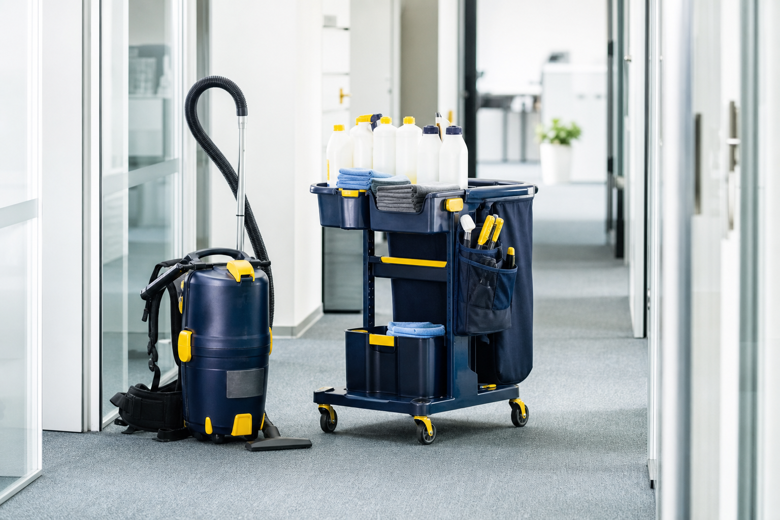 Moderne Reinigungstechnik im Büro